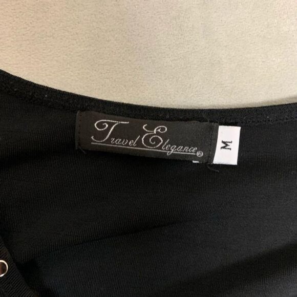 Travel Elegance Black studded Long Sleeve Side Slit slouchy blouse M - Picture 7 of 7